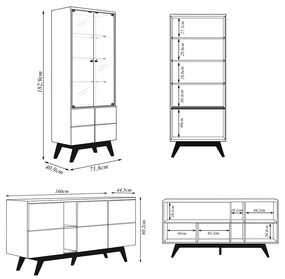 Conjunto Sala de Estar Cristaleira Buffet Aparador Mesa de Centro Decorativa Sancho Off White G73 - Gran Belo