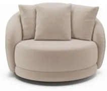 Poltrona Decorativa Giratória para Sala 122cm Kaly Z32 Veludo Bege - M