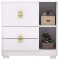 Cômoda Para Quarto 93cm Com 1 Porta Nara Flex Branco V02 - Mpozenato