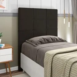 Cabeceira Cama Box Solteiro 90cm Esmeralda Veludo J02 Marrom - Mpozena