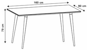 Mesa de Jantar Antonella 160x90 cm Pés Retrô Castanho - D'Rossi - Branco