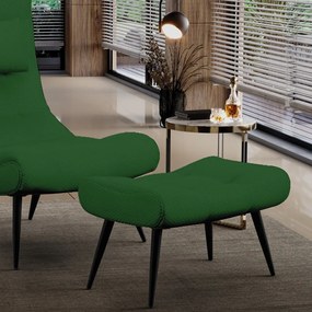 Puff Decorativo Sala de Estar Pés Palito Letty Veludo Luxo Verde G19 - Gran Belo