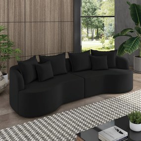 Sofá 4 Lugares Orgânico Living 250cm Mersa Veludo Preto K01 - D'Rossi