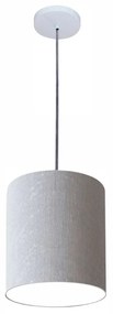 Luminária Pendente Vivare Free Lux Md-4102 Cúpula em Tecido - Rustico-Cinza - Canopla branca e fio transparente