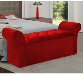 Recamier Calçadeira Baú Miami Veludo Vermelho - Simbal - Vermelho