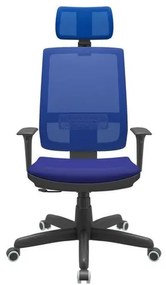 Cadeira Office Brizza Tela Azul Com Encosto Assento Aero Azul RelaxPlax Base Standard 126cm - 63647 Sun House