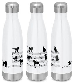Garrafa Térmica Inox Brilhante 510 ml Cachorro Musical Preto - Branco