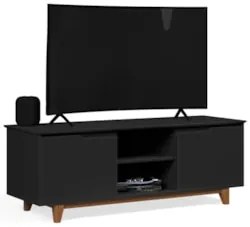 Rack para Sala Bancada de TV 55 Pol 139cm Flow Preto - EJ Móveis