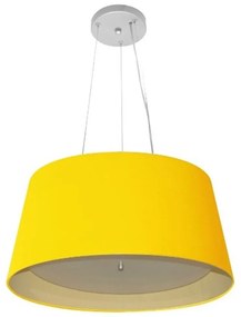 Lustre Pendente Cone Md-4144 Cúpula em Tecido 25x50x40cm Amarelo / Bege - Bivolt