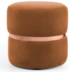 Puff Decorativo Com Cinto Rosê Round C-262 Veludo Laranja - Domi