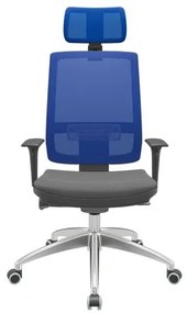 Cadeira Office Brizza Tela Azul Com Encosto Assento Poliéster Cinza Autocompensador 126cm - 63154 Sun House
