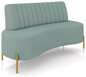 Sofá 2 Lugares Living 160cm Pé Ferro Dourado Maraú Bouclê Azul K01 - D'Rossi