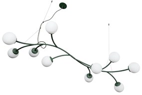 Pendente Zucca 65X142Cm 10Xg9 Cabo Aço Chumbador + Cabo Rayon / Globo... (BT / CB-PV - Branco Texturizado / Cobre Brilho Polido Verniz, FOSCO)