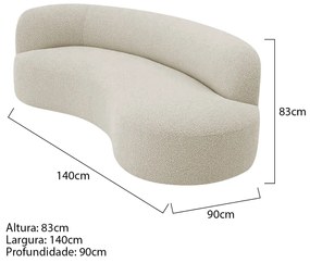 Divã Recamier Orgânico Tokyo 140cm Lado Direito Bouclé - ADJ Decor