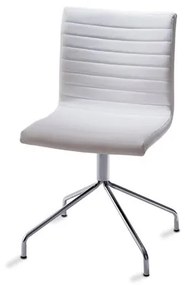 Cadeira Quiz Slim Assento Estofado Linho Branco com Base Cromada - 46892 Sun House