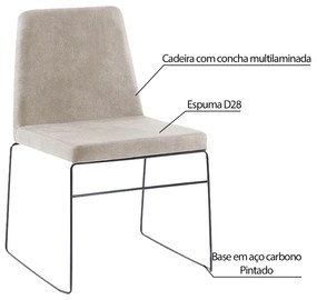 Kit 6 Cadeiras Decorativa Sala de Jantar Anne Camurça Bege G17 - Gran Belo