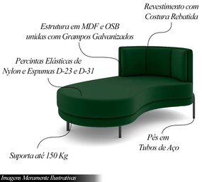 Sofá Chaise Lado Esquerdo Downey Sala de Estar Veludo Verde G15 - Gran Belo