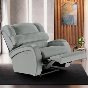 Poltrona do Papai Reclinável Napoli Power Touch Massagem PU F FH1 - D'Rossi - Cinza