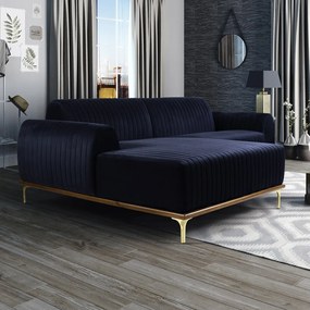 Sofá 3 Lugares Lisboa D07 com Chaise Esquerda 230cm Veludo Marinho - D'Rossi