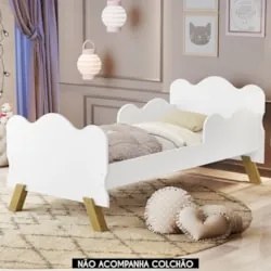 Mini Cama Infantil 148x68cm Proteção Lateral Vivi Branca Z53 - Mpozena