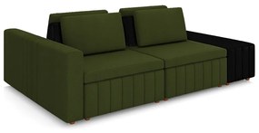 Sofá Ilha com Encosto e Almofadas Móveis Olimpo 245cm Modulado Linho/PU Verde/Preto G45 - Gran Belo