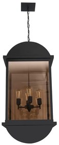 Pendente Vidro Aluminio Preto 96,5x48,3cm Toscana Arc