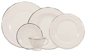 Aparelho De Jantar E Chá Porcelana Schmidt 30 Peças - Dec. Filetado Prata Pomerode 0012