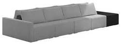 Sofá Ilha Modular Living com Puff 432cm Georgia K04 Bouclê Grafite/Pre