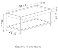 Mesa de Centro Para Sala Pé Metal Arlo A10 Nero/Dourado - Mpozenato