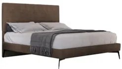 Cama Casal com Cabeceira 145cm Pés Metálicos Elisa S05 Veludo Marrom -