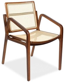 Cadeira com Braço Raquel Palha Natural Sextavada Estrutura Madeira Liptus Design Sustentável