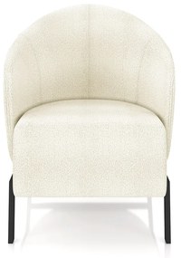 Poltrona Decorativa Sala de Estar Kenya Pés em Ferro Bouclê Preto/Off White G33 - Gran Belo