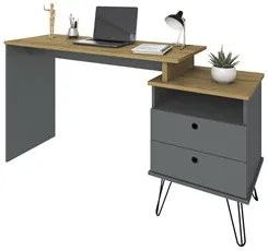 Mesa Escrivaninha Estilo Industrial Flex Lux A06 Olmo/Grafito - Mpozen