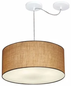 Lustre Pendente Cilíndrico Com Desvio De Centro Md-4147 Cúpula 50x25cm Palha - Bivolt