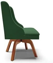 Kit 10 Cadeiras Estofadas Base Giratória de Madeira Lia Veludo Verde E