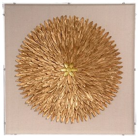 Quadro Decorativo Acrilico Flor Dourado 60x60x5 cm - D'Rossi