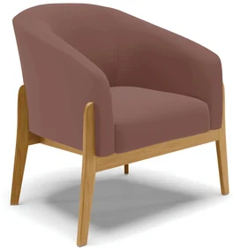 Poltrona Decorativa Base de Madeira Stella Veludo Rosê D03 - D'Rossi