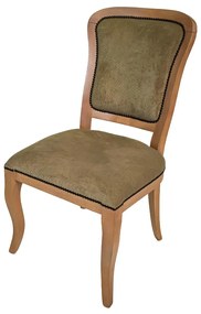 Cadeira Louis XV c/ Tachas - Avelã - Tecido Veludo Cotelê Musgo  Kleiner