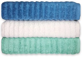 Jogo de toalha de banho 3 peças fio penteado 100% algodão - Branca/Verde/Azul  Branca/Verde/Azul