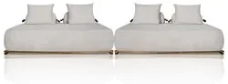 Sofá 6 Lugares Ilha 2 Módulos 220cm Viero S06 Boucle Bege - Mpozenato