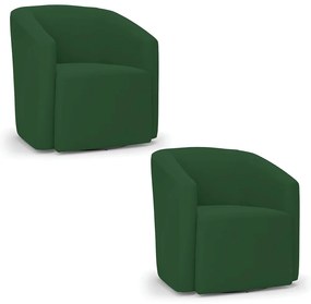 Poltrona Decorativa Base Giratória Kit 2 Stella Max Veludo D03 - D'Rossi - Verde