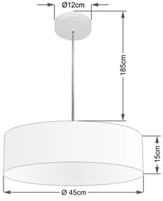 Lustre Pendente Cilíndrico Vivare Md-4254 Cúpula em Tecido 45x15cm - Bivolt