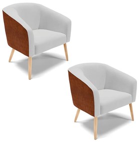 Poltrona Decorativa Pé Palito Natural kit 2 Stella Nozes/Linho Cinza D03 - D'Rossi