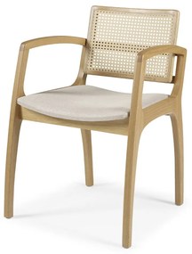 Cadeira com Braço Aneto Estofada Tela Portuguesa Estrutura Madeira Tauari Design by Traço Sensatto Studio