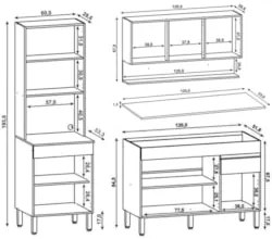 Armário de Cozinha 3 Peças Balcão 120cm com Tampo Lina06 Z06 Supremo/F