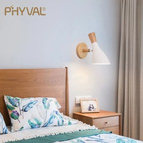 Arandela Luminária de parede phyvali nórdica, iluminação criativa macaron sólido para quarto e sala de estar, e27, led modren - A - Branco frio