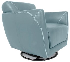 Poltrona Decorativa Valentina Sala de Estar Giratória Couro Azul Celeste G40 - Gran Belo