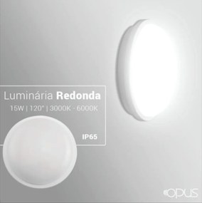 Luminária Tipo Tartaruga Redonda Ø16,7X6,2Cm Led 15W 6000K Ip65 |Opus...