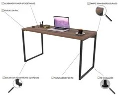 Conjunto Escritório Estilo Industrial Mesa 135cm e Estante 60cm 3 Prat