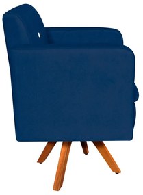 Kit 02 Poltronas Giratória Emília Suede com Strass Base Madeira MM30 D'Rossi - Azul Marinho